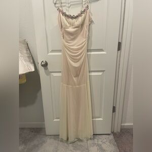 City Triangles Cream Strapless Dress with Floral Detail